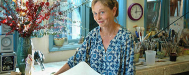 Mary Cuzick in her studio